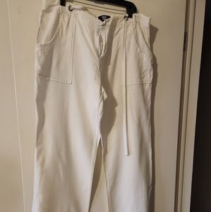 White Linen button up summer pants